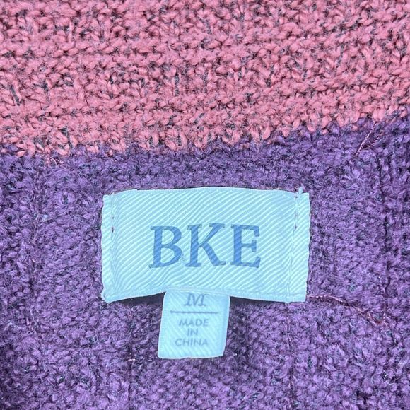 BKE Buckle Women’s Size Medium Orange Striped Boxy Waffle Knit Oversized Sweater - Picture 12 of 14